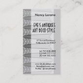 Eve, Art Deco Lady in Grey and Taupe Visitekaartje (Achterkant)
