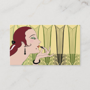 Eve, Art Deco Lady in Yellow and Olive Visitekaartje