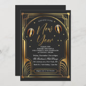 Eve Black and Gold Invitation nieuwjaar Kaart (Voorkant / Achterkant)