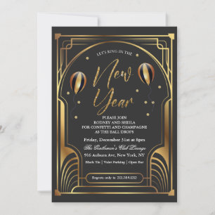 Eve Black and Gold Invitation nieuwjaar Kaart
