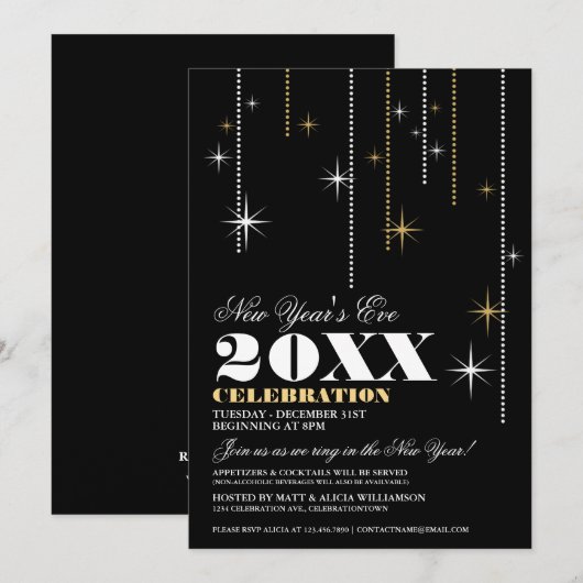 Eve Celebration Invitations nieuwjaar Kaart (Voorkant / Achterkant)