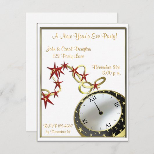 Eve Clock Invitation nieuwjaar Kaart (Voorkant / Achterkant)