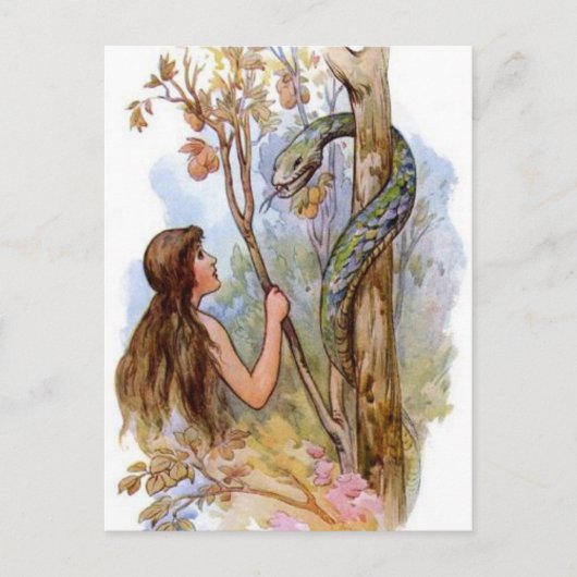 Eve en Serpent Briefkaart (Voorkant)
