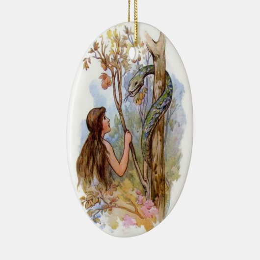 Eve en Serpent Keramisch Ornament (Rechts)