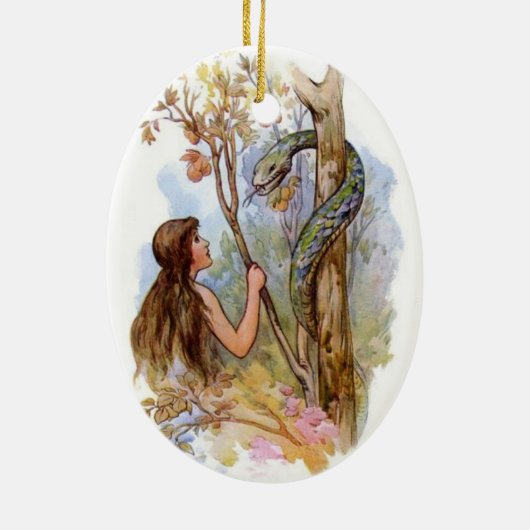 Eve en Serpent Keramisch Ornament (Achterkant)