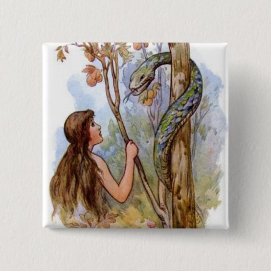 Eve en Serpent Vierkante Button 5,1 Cm (Voorkant)