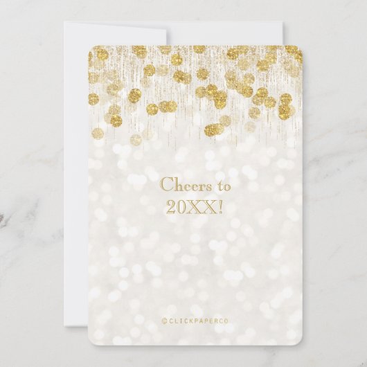 Eve Faux Gold Glitter Uitnodiging nieuwjaar (Achterkant)