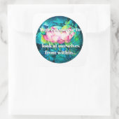 EVE Gepilde Lotus Flower Button & Yoga Quote Vierkante Sticker (Tas)