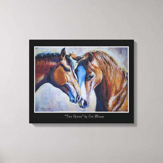 EVE Gepilleerde Twee Paarden Portret Acryldruk Canvas Afdruk (Voorkant)