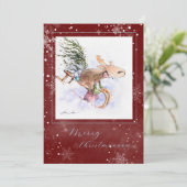 EVE geschilderd kerst rendier en konijn Feestdagenkaart (Staand voorkant)