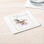 EVE geschilderd kerst rendier en konijn Kartonnen Onderzetters (Schuin)