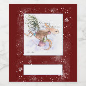 EVE geschilderd kerst rendier en konijn Wijn Etiket (Enkel label)