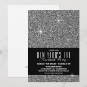 Eve Glitzy Silver Party Uitnodiging nieuwjaar (Voorkant / Achterkant)