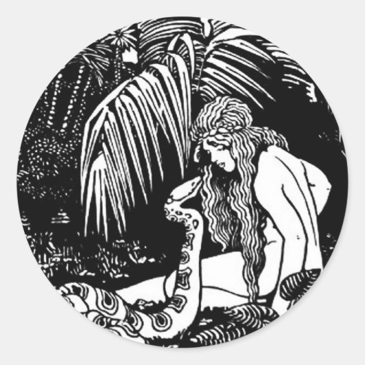 Eve in de tuin ronde sticker (Voorkant)