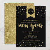 Eve-partij nieuwjaar, nieuwjaar, Gold Glitter Blac Kaart (Voorkant / Achterkant)