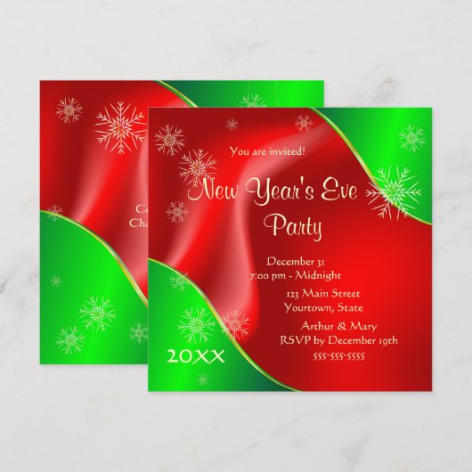 Eve Party 2020 in het nieuwjaar over rood en groen Kaart (Voorkant / Achterkant)