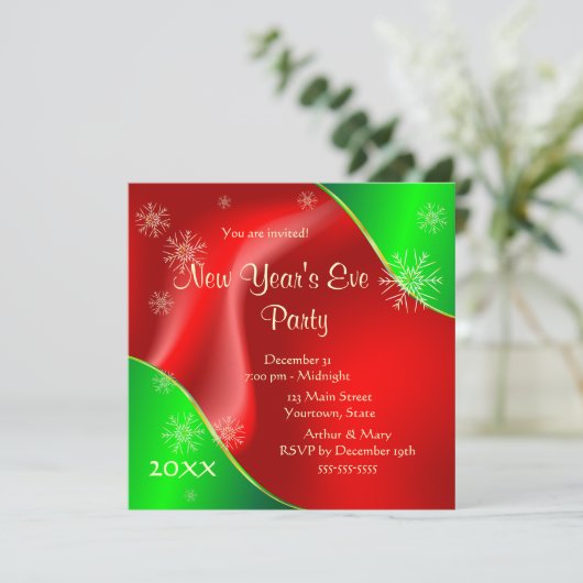 Eve Party 2020 in het nieuwjaar over rood en groen Kaart (Staand voorkant)