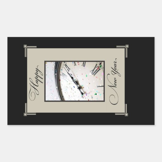 Eve Party, Black & Tan, verfijnd nieuwjaar Rechthoekige Sticker (Voorkant)