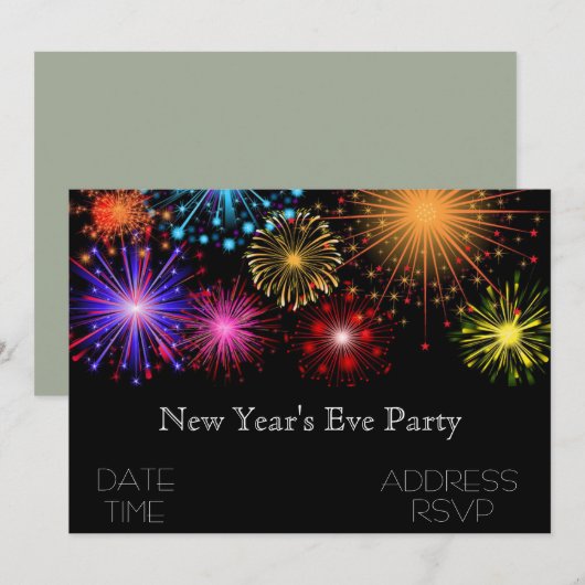 Eve party nieuwjaar met vuurwerk kaart (Voorkant / Achterkant)