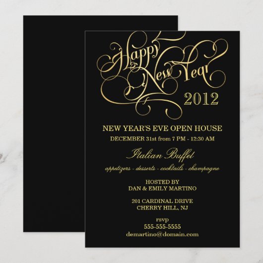 Eve Party (nieuwjaarsfeest) - Elegante formele uit Kaart (Voorkant / Achterkant)