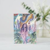 Eve Zittend in Gargen van Eden Met slang Briefkaart (Staand voorkant)