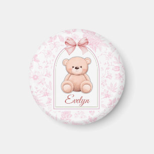 Evelyn   Aangepaste Roze Teddybeer Nursery Design Magneet