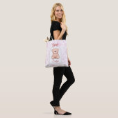 Evelyn | Aangepaste Roze Teddybeer Nursery Design Tote Bag (Op model)