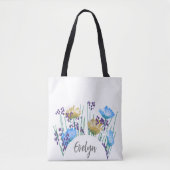 Evelyn Bloemendruk Monogram Tote Bag (Voorkant)