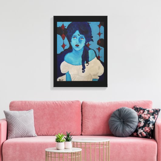 Evelyn Blue Canvas Afdruk (Insitu (Woonkamer))