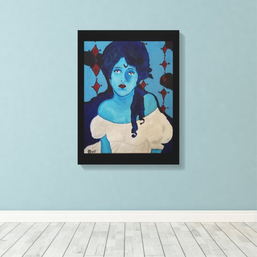 Evelyn Blue Canvas Afdruk (Insitu (Houten vloer))