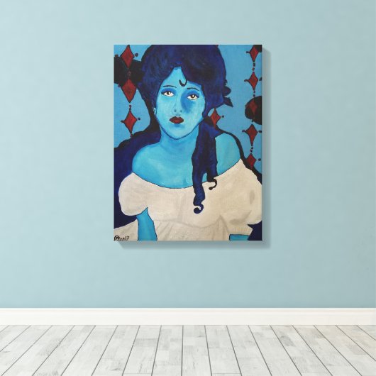 Evelyn Blue Canvas Afdruk (Insitu (Houten vloer))