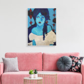 Evelyn Blue Canvas Afdruk (Insitu (Woonkamer))