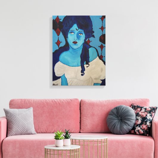 Evelyn Blue Canvas Afdruk (Insitu (Woonkamer))