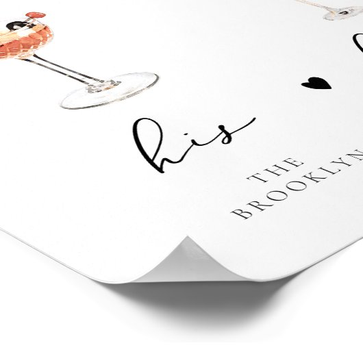 EVELYN Calligrafiesebalk Drink bruiloft Poster (Hoek)