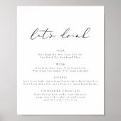 EVELYN Calligraphy Modern Let's Drink Bar Menu Poster (Voorkant)