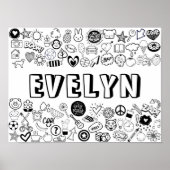 'EVELYN' Color-it-Yourself-contourontwerp Poster (Voorkant)