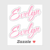Evelyn Decoratieve Naam in Roze x2 Sticker (Vel)