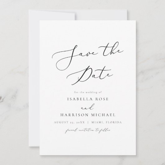 EVELYN Elegant Calligrafiescript sparen de Datum Kaart (Voorkant)