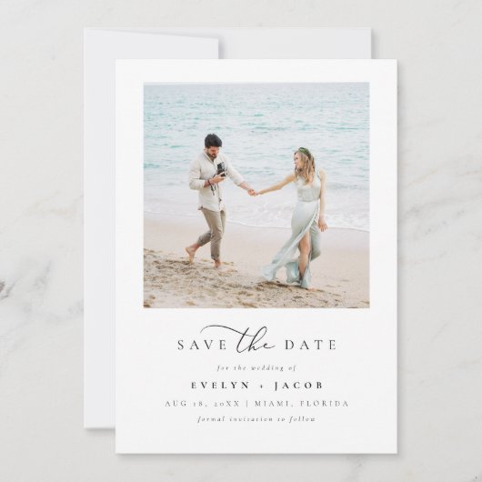 EVELYN Elegant Calligrafiescript sparen de Datum Kaart (Voorkant)