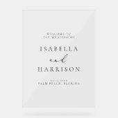 EVELYN Elegant Calligraphy Modern Wedding Welcome Acryl Bord (Voorkant)