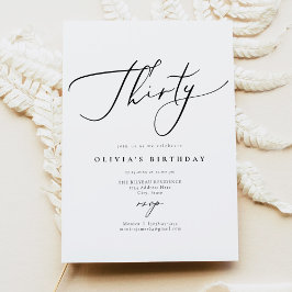 EVELYN Elegant Calligraphy Script 30th Birthday Kaart