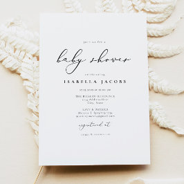 EVELYN Elegant Calligraphy Script Baby shower Kaart