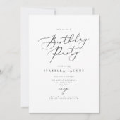 EVELYN Elegant Calligraphy Script Birthday Invitat Kaart (Voorkant)