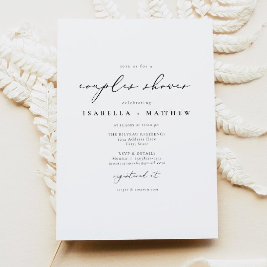 EVELYN Elegant Calligraphy Script Couples Shower Kaart