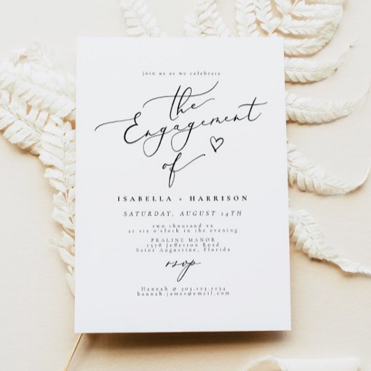 EVELYN Elegant Calligraphy Script Engagement Party Kaart