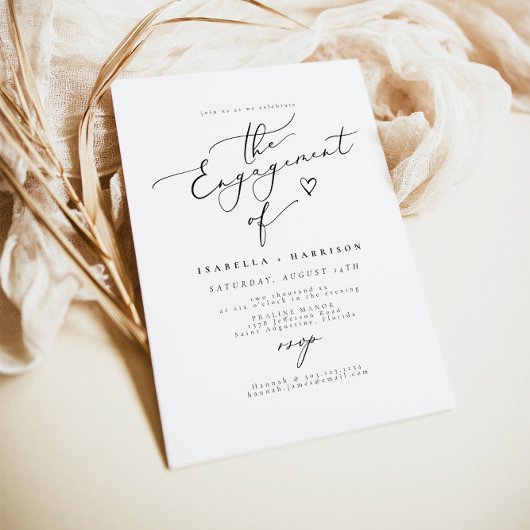 EVELYN Elegant Calligraphy Script Engagement Party Kaart