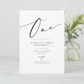 EVELYN Elegant Calligraphy Script First Birthday Kaart (Staand voorkant)