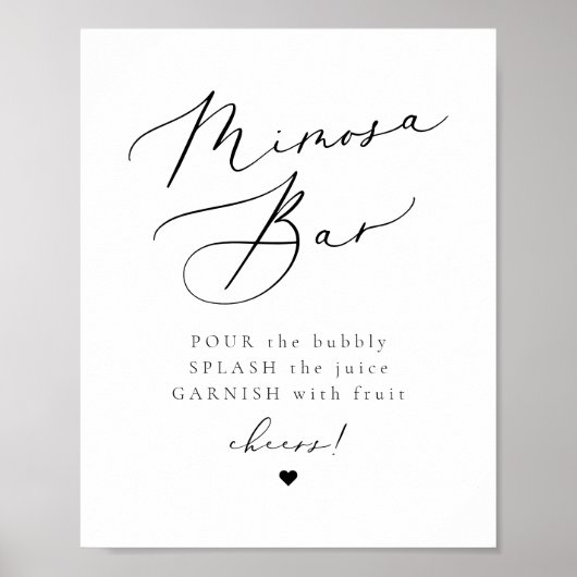 EVELYN Elegant Calligraphy Script Mimosa Bar Sign. Poster (Voorkant)