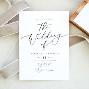 EVELYN Elegant Calligraphy Script Minimal Wedding Kaart