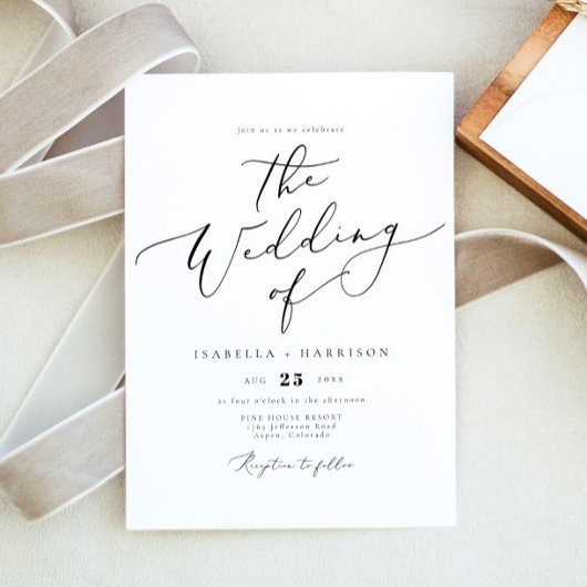 EVELYN Elegant Calligraphy Script Minimal Wedding Kaart